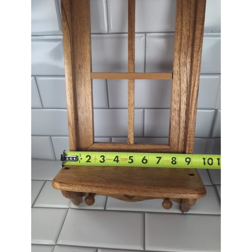 Vintage Window Wooden Wall Display Shelf Trinket W/Heart Cutout And Pegs cottage